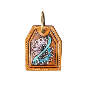 Myra Bag Tan and Blue Floral Key Holder